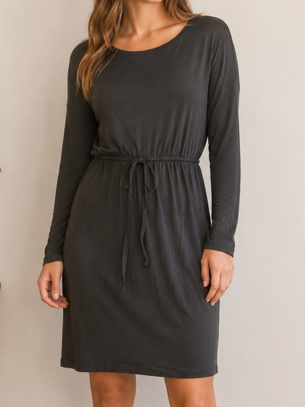 Stevie Hender olive Jersey long sleeve dress, size S